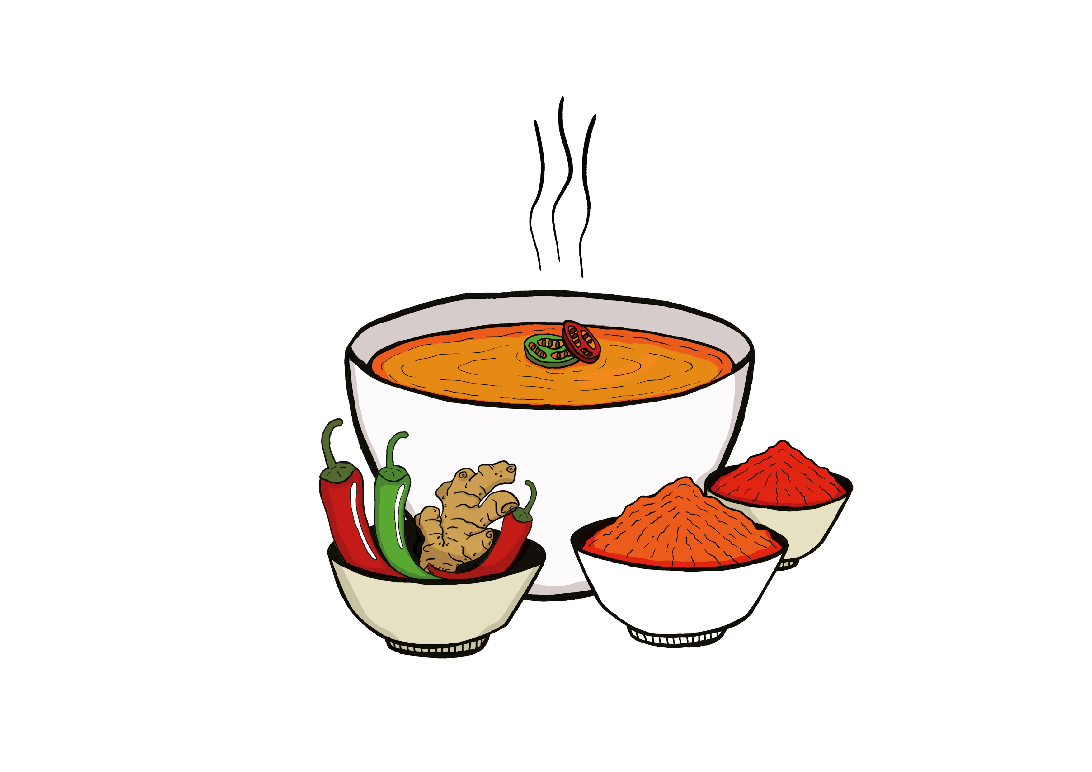 Illustration soupe curry alver