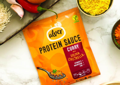 Alver golden chlorella illustration packaging sauce soupe