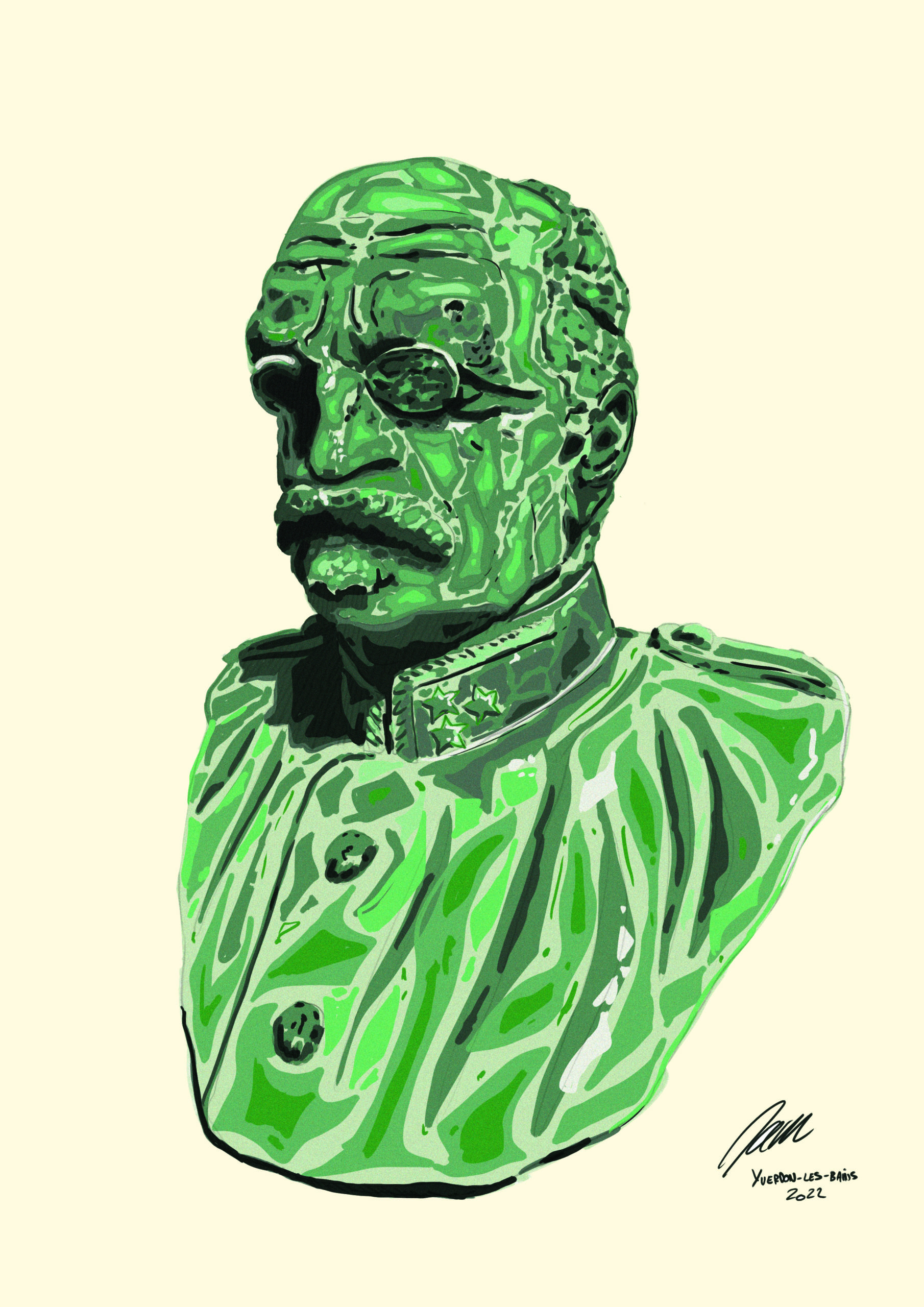 colonel henri lecompte buste illustration dessin yverdon