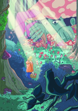 illustration gardien du mycélium géant forêt