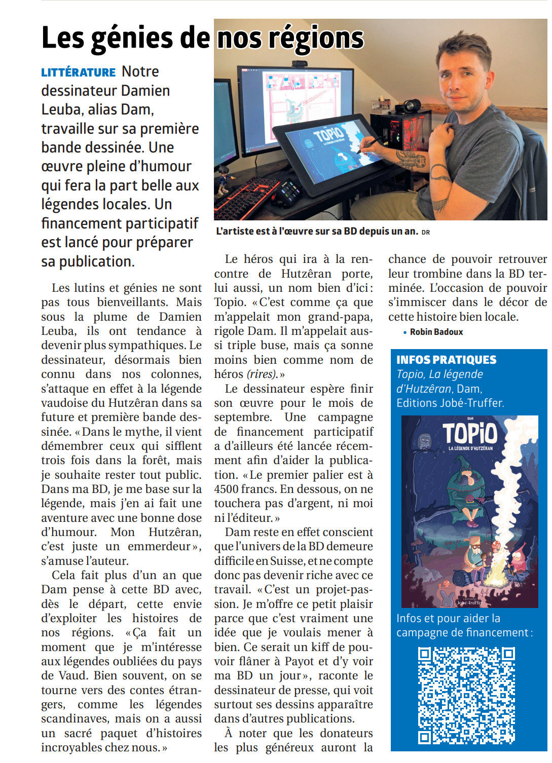 interview la région nord vaudoisdamien leuba pour topio, la légende d'hutzêran