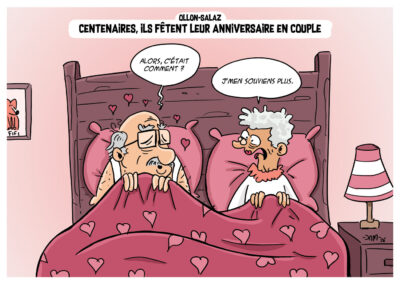 dessin de presse couple centenaire humour cartoon